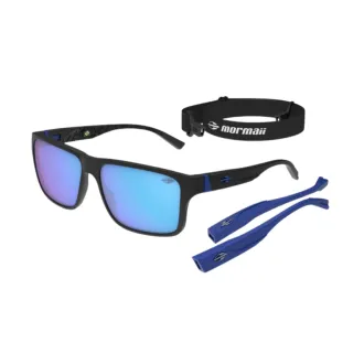 Óculos de Sol Retangular Mormaii Ancara 3 RGD.ACT Preto Fosco+Azul