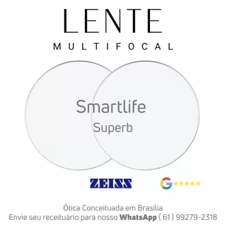 Par de Lentes Multifocal em Dobro Zeiss Smartlife Superb Blueguard Duravision Chrome Uv