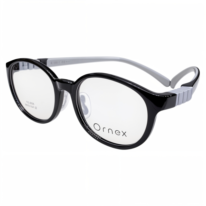 Óculos de Grau Redondo Infantil Ornex TB1013-C07 RPQ.SLC Preto+Cinza ...